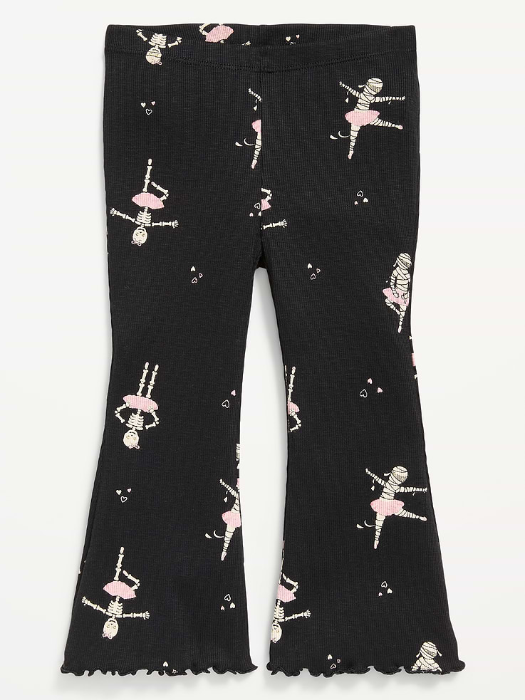 Image 1 of 1, elasticized waistband, flare leg, lettuce edge leg cuffs, all-over pattern, Product #900675