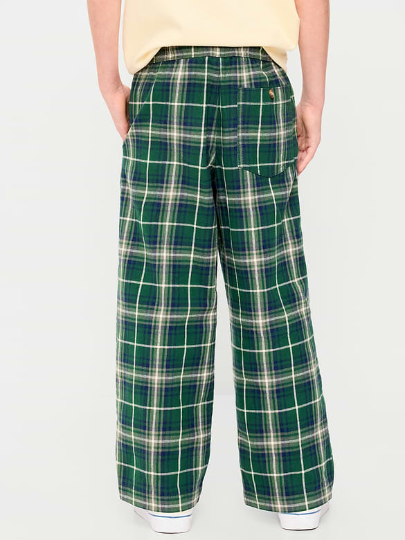 Pull-On Baggy Plaid Flannel Pants for Boys