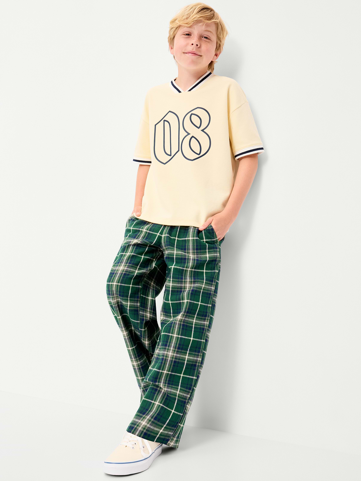 Image number 3 showing, Pull-On Baggy Plaid Flannel Pants for Boys