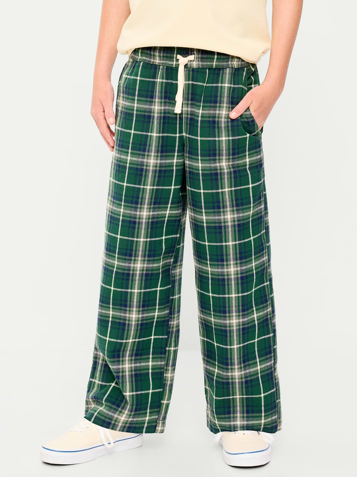 Image number 1 showing, Pull-On Baggy Plaid Flannel Pants for Boys