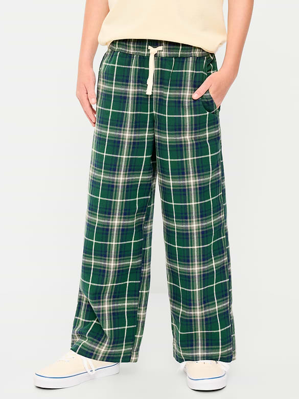 Pull-On Baggy Plaid Flannel Pants for Boys