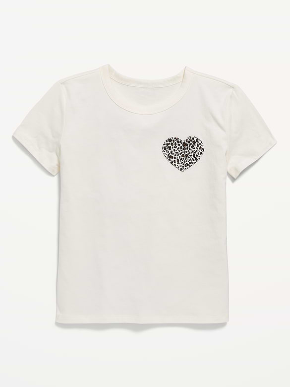 Softest Short-Sleeve Heart-Pocket T-Shirt for Girls