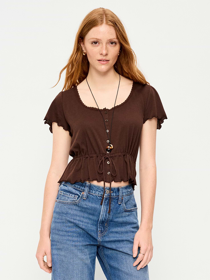 Image number 3 showing, Lace-Trim Button-Down Top