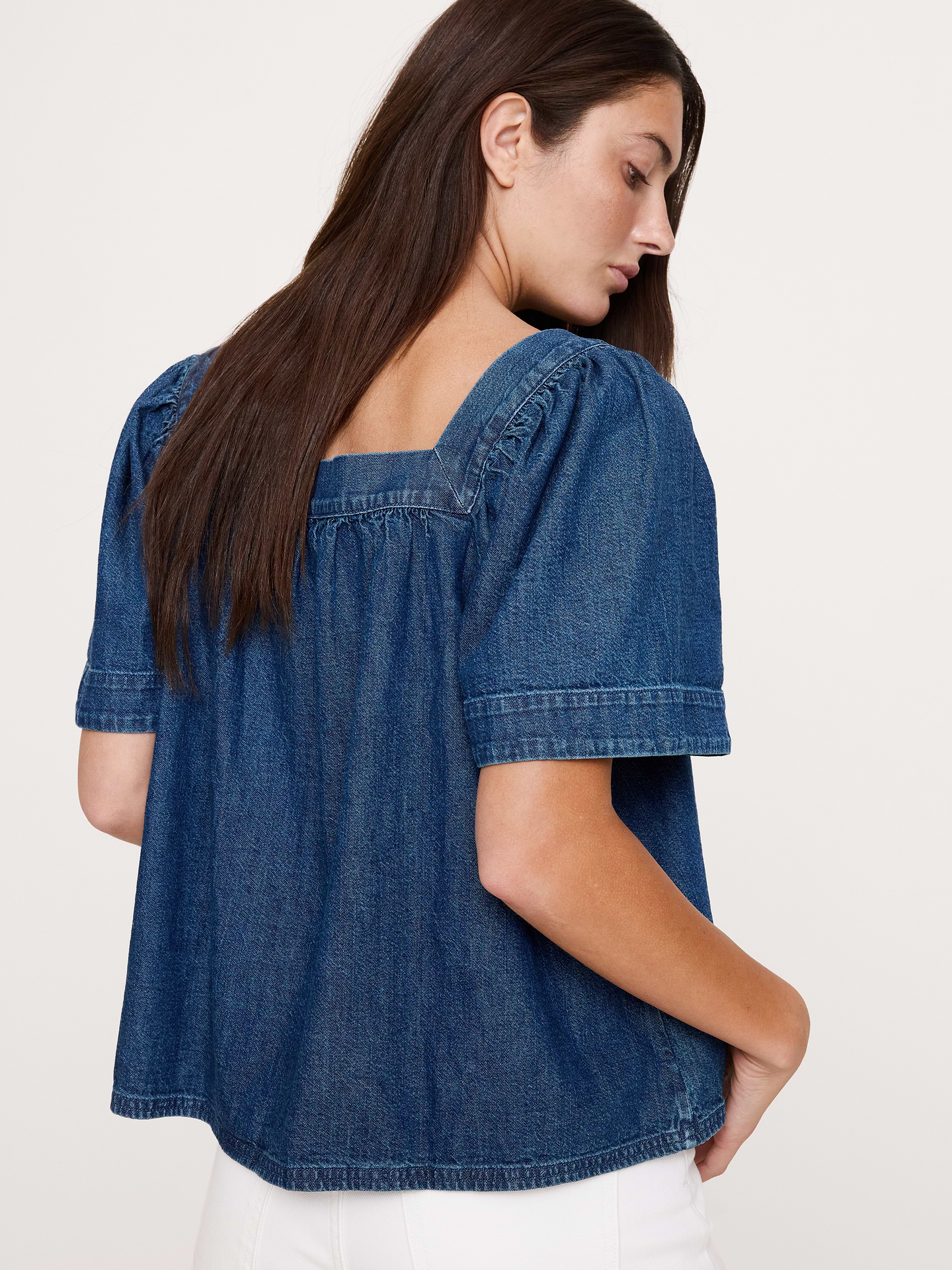 Image number 2 showing, Chambray Square-Neck Top