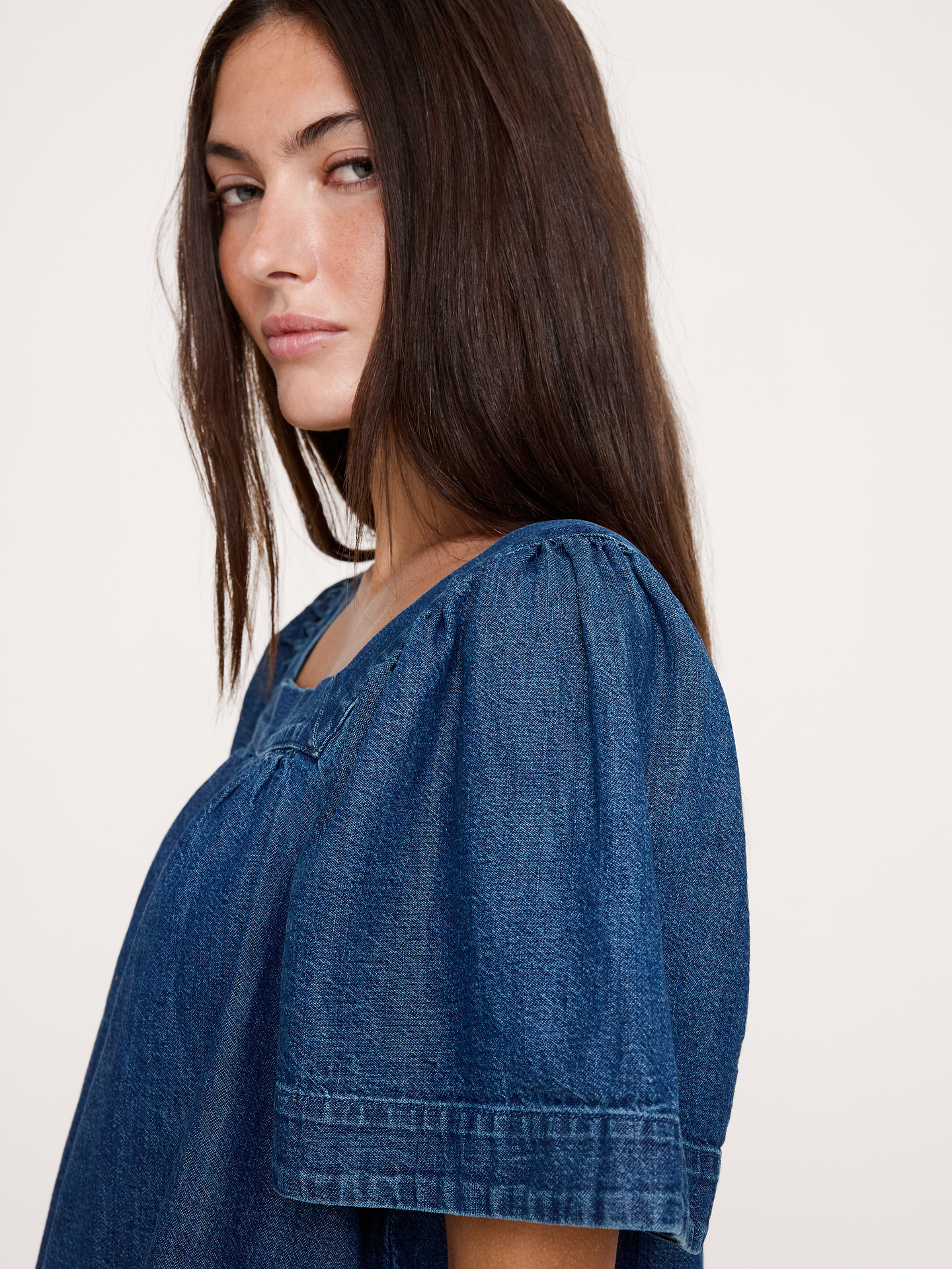 Image number 3 showing, Chambray Square-Neck Top