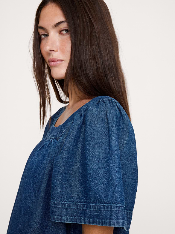 Chambray Square-Neck Top