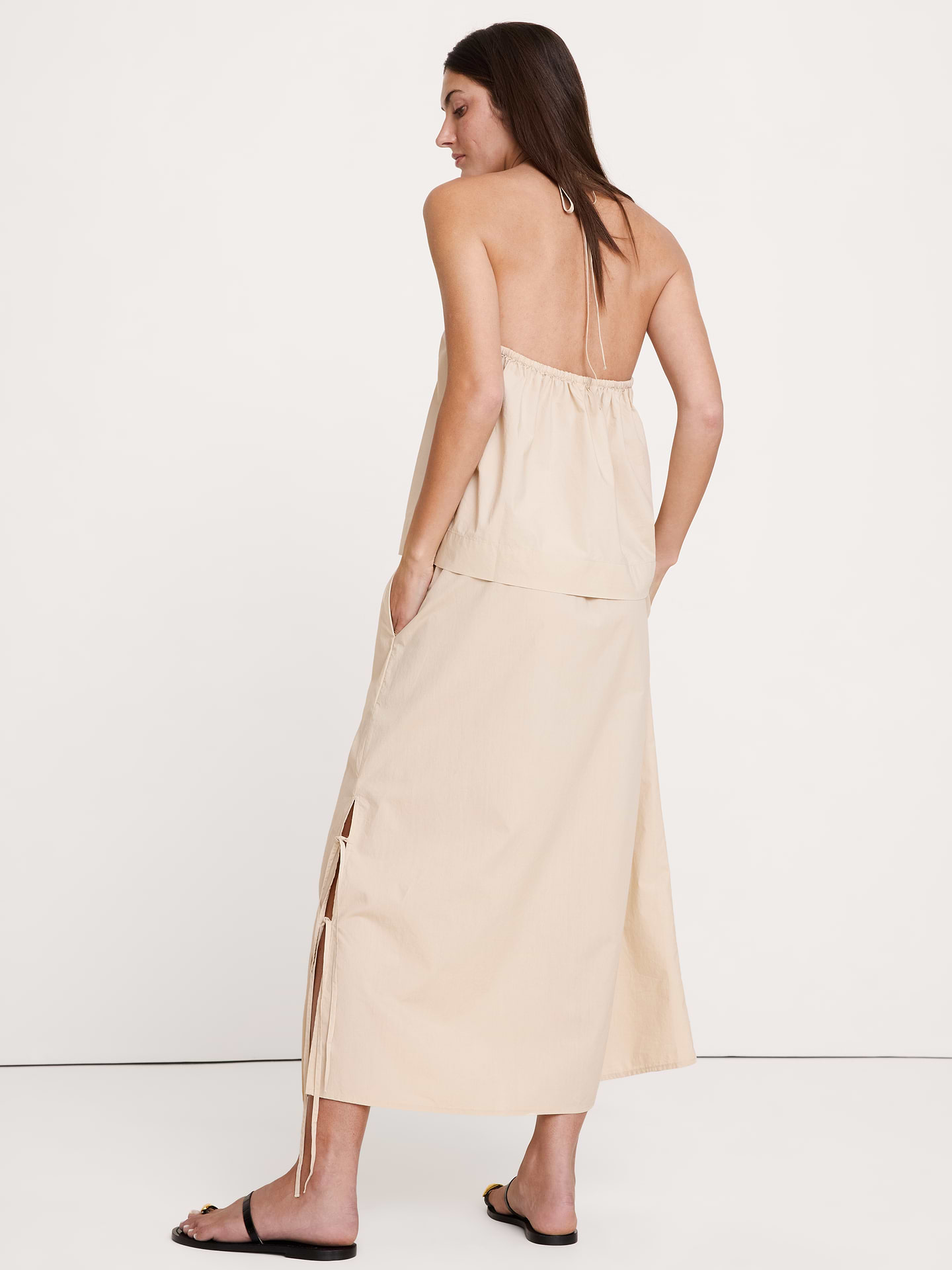 Image number 3 showing, Cotton Poplin Side-Tie Midi Skirt