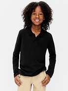 Image number 1 showing, School Uniform Long-Sleeve Polo Shirt for Boys