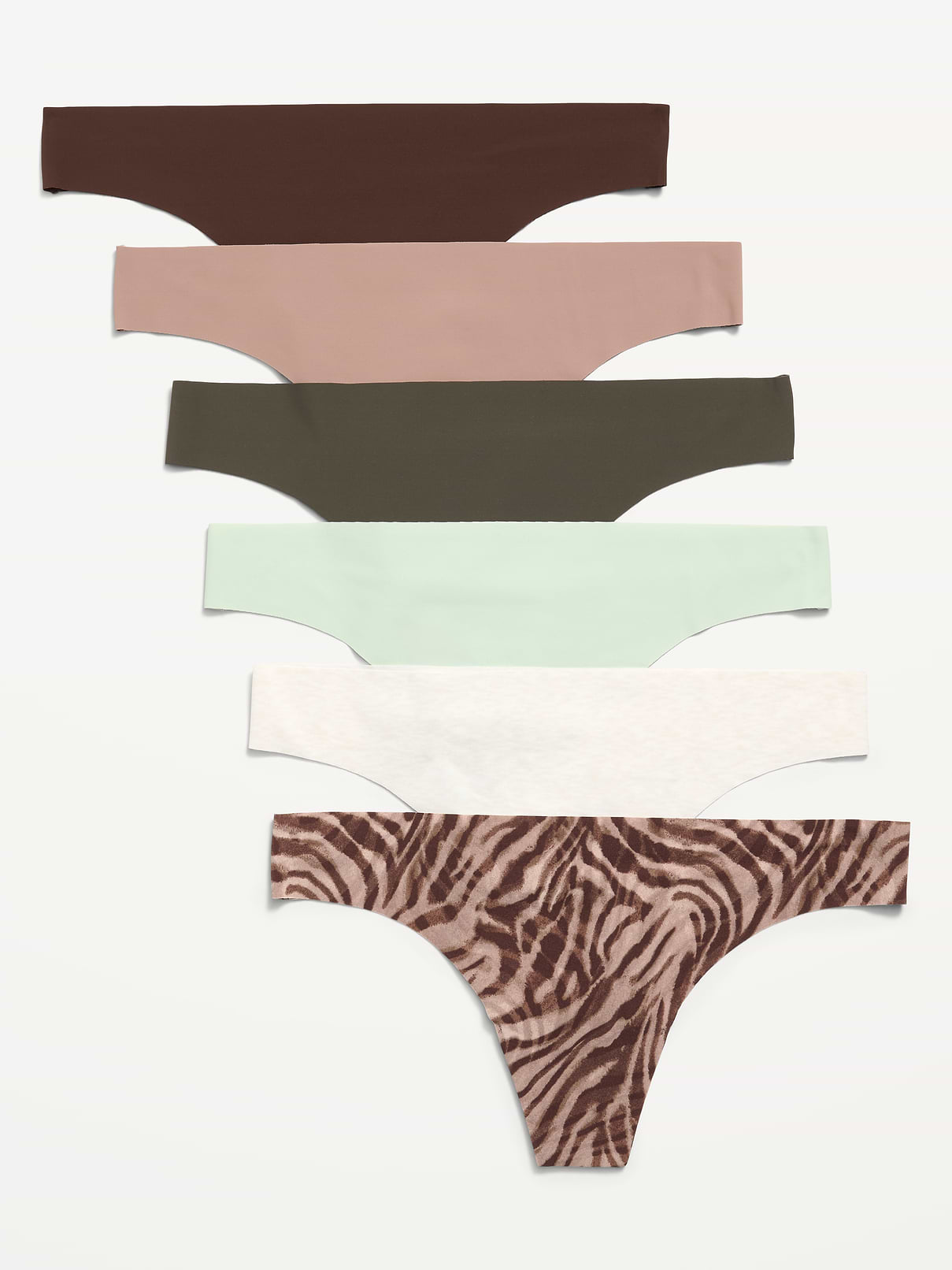 Image number 1 showing, Low-Rise No-Show Thong Underwear 6-Pack