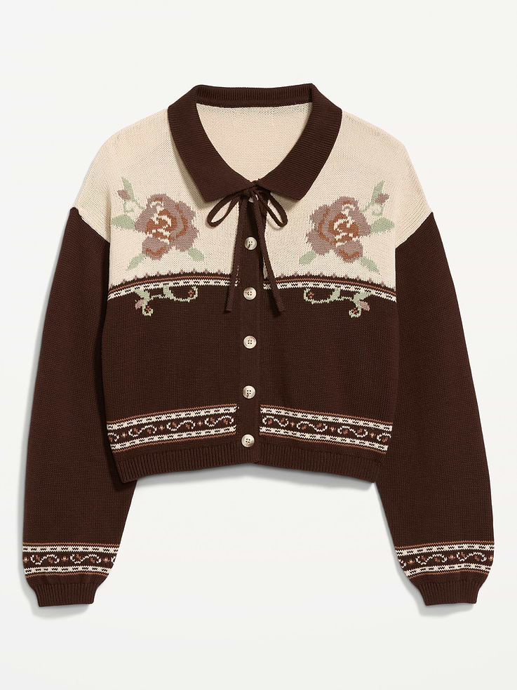 Image number 1 showing, Seaside Cotton Tie-Front Collared Cardigan
