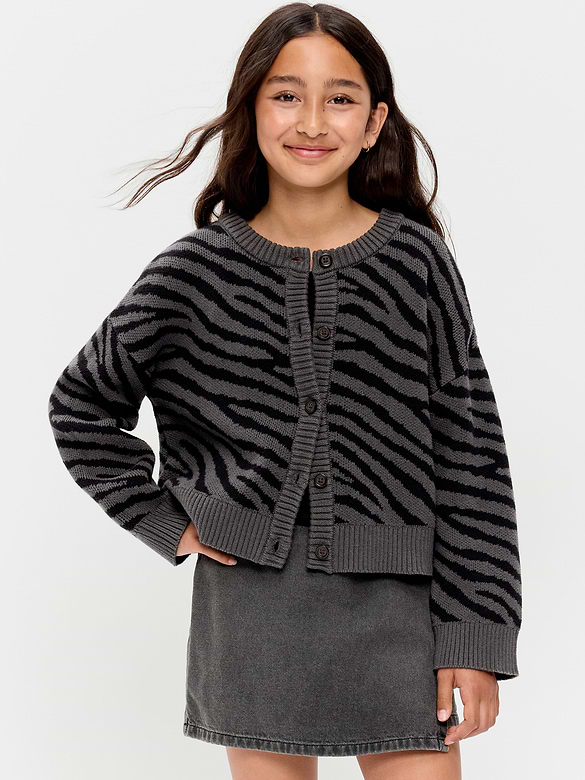 Cozy Button-Front Cardigan Sweater for Girls