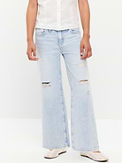 Image number 1 showing, High-Waisted Ripped Baggy Wide-Leg Jeans for Girls