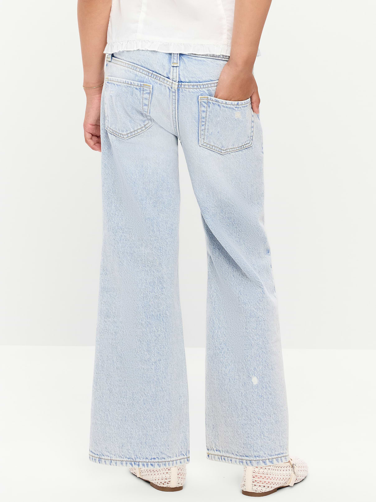 Image number 2 showing, High-Waisted Ripped Baggy Wide-Leg Jeans for Girls