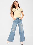 L'image numéro 3 présente Jean coupe généreuse jambe large à taille haute pour fille