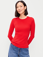 Image number 1 showing, Crew-Neck Long-Sleeve Ribbed Top