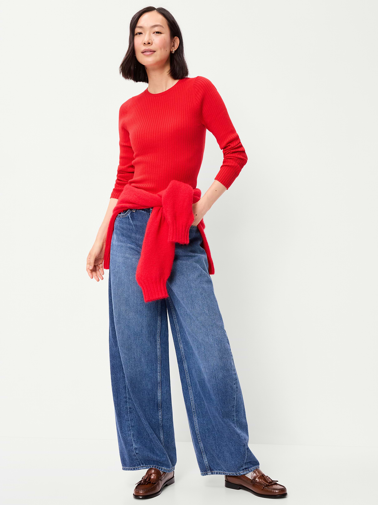 Image number 3 showing, Crew-Neck Long-Sleeve Ribbed Top