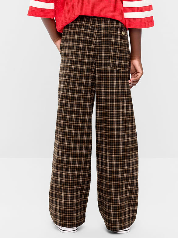 Pantalon à taille extensible en flanelle à carreaux pour garçon