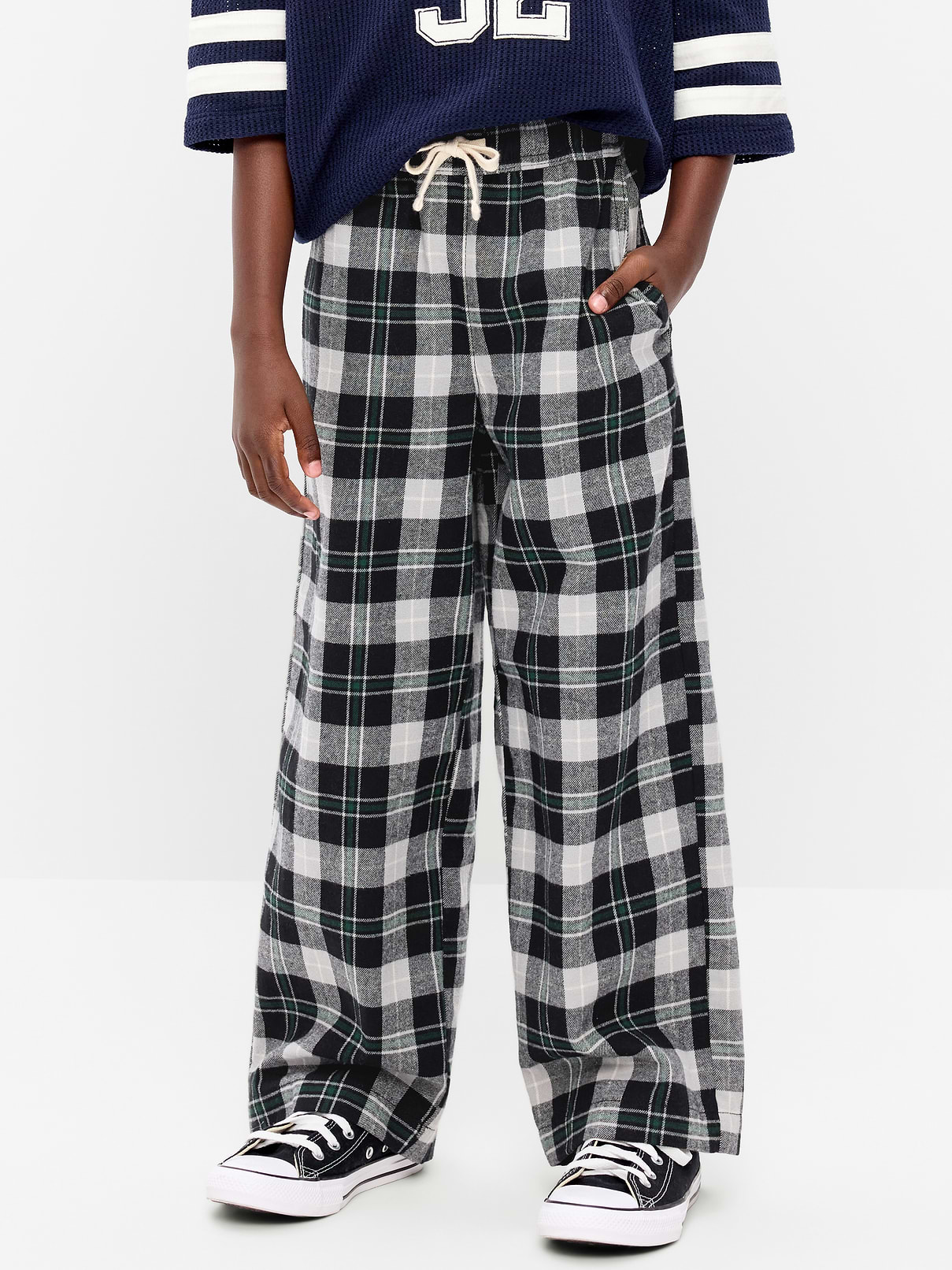 Image number 1 showing, Pull-On Baggy Plaid Flannel Pants for Boys