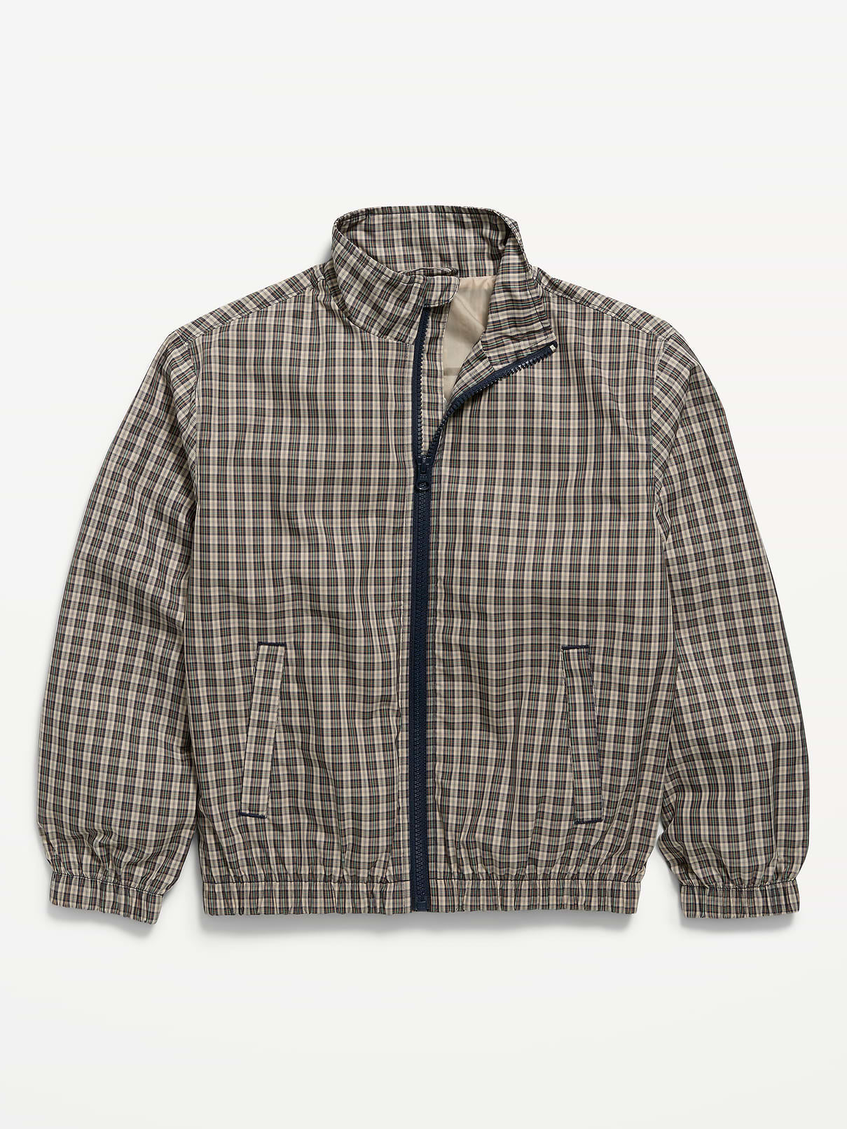 Image number 1 showing, Water-Resistant Plaid Full-Zip Windbreaker for Boys