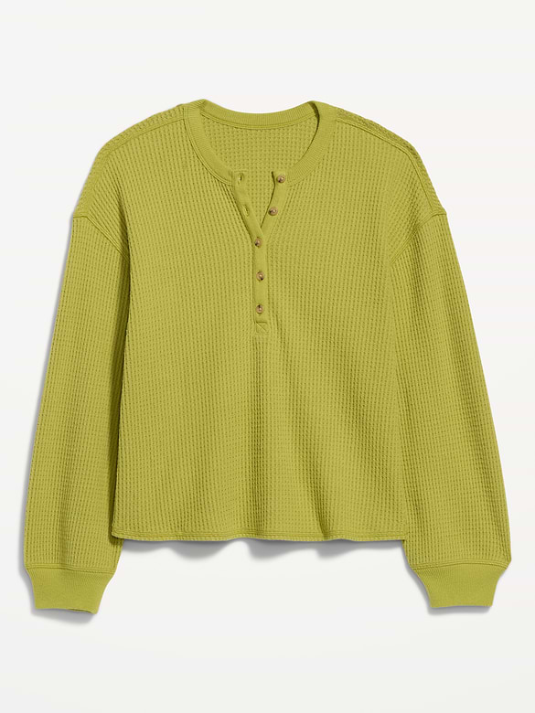 Long-Sleeve Crew-Neck Henley T-Shirt