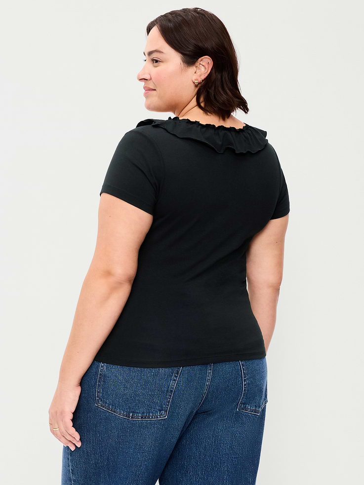 Image number 8 showing, Lettuce-Edge Scoop-Neck Top