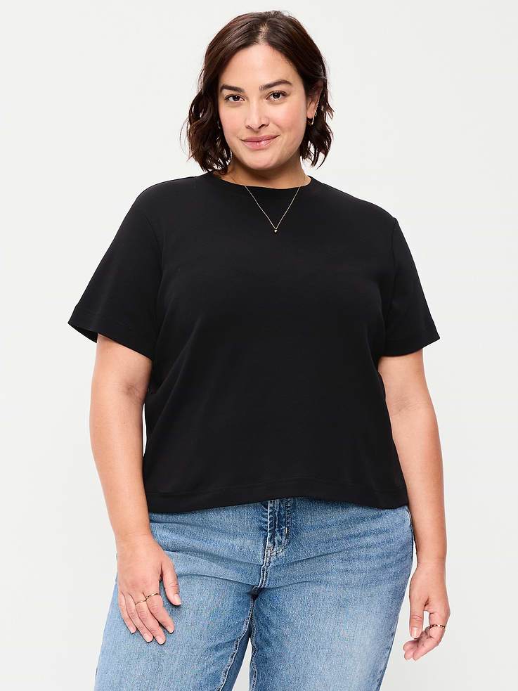 L'image numéro 6 présente T-shirt ras du cou court en tissu épais