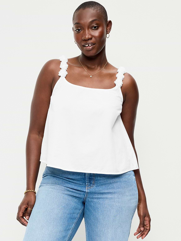 Rosette-Strap Tank Top