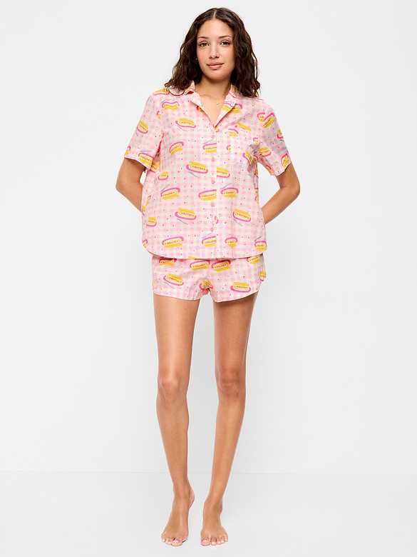 Pyjama court en popeline