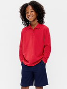 Image number 1 showing, School Uniform Long-Sleeve Polo Shirt for Boys