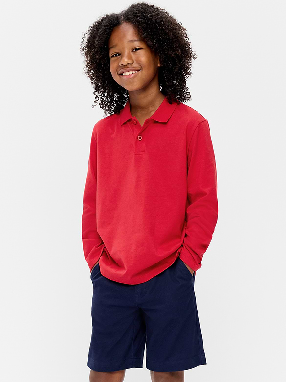 Polo d’uniforme scolaire à manches longues pour garçon