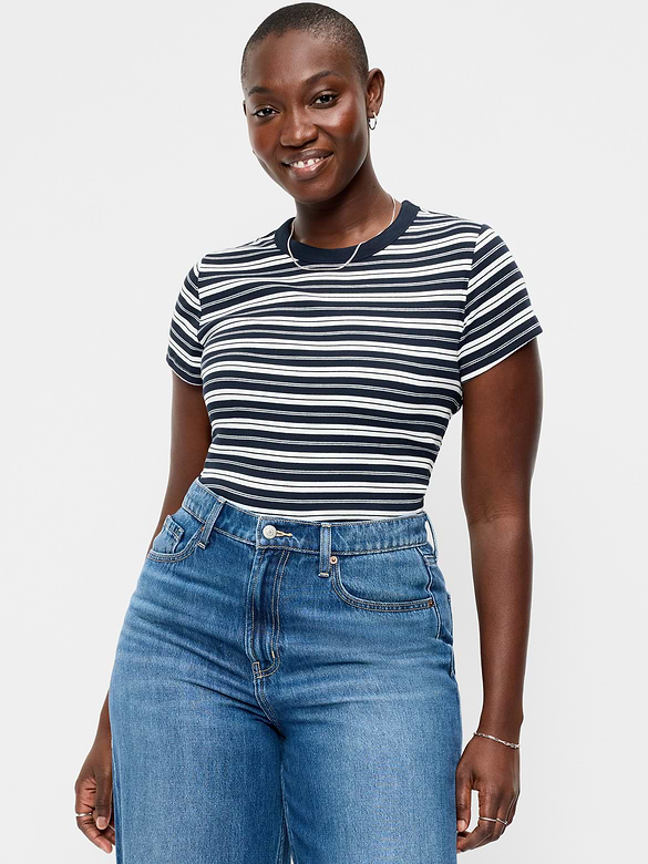 Snug Crew-Neck Ribbed T-Shirt