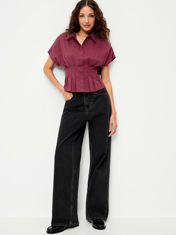 Slim-Waisted Button-Down Shirt