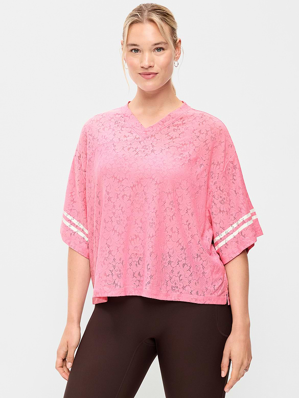 Oversized Cropped Football T-Shirt