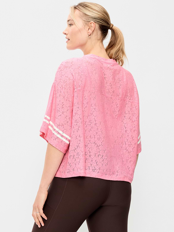 Oversized Cropped Football T-Shirt