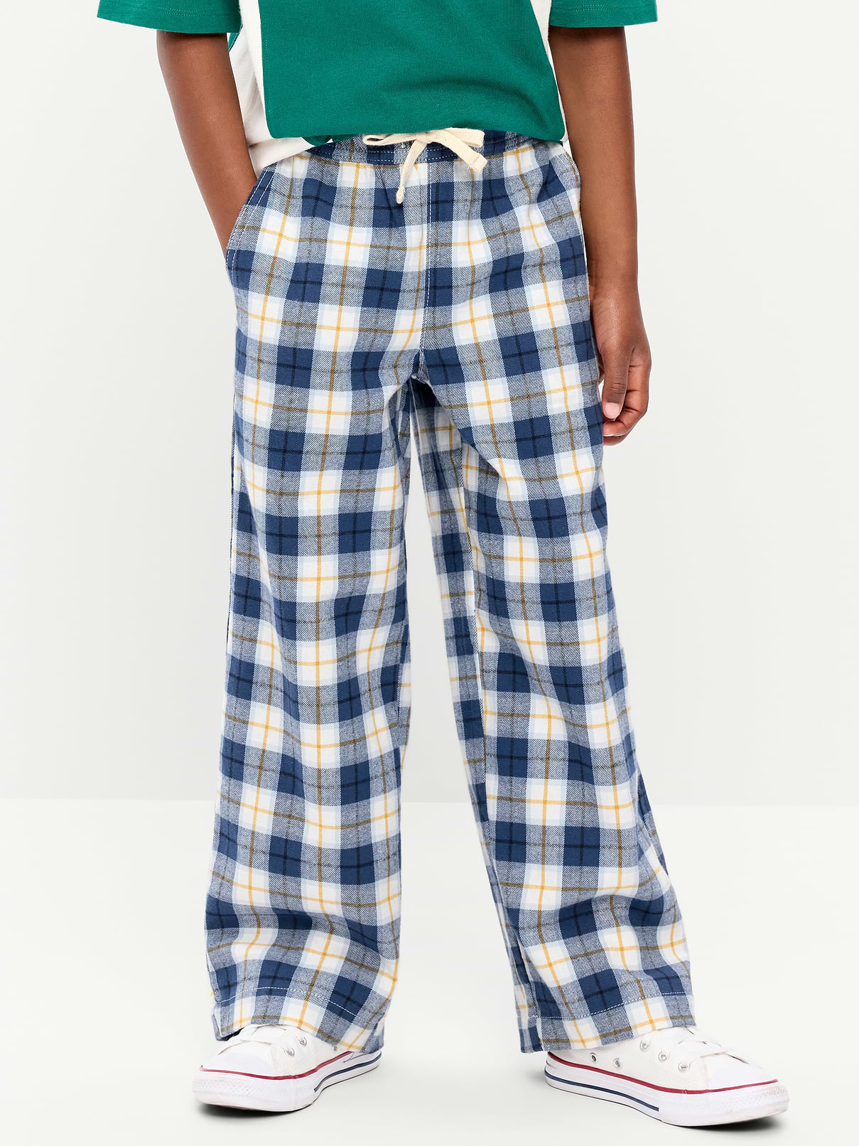 Image number 1 showing, Pull-On Baggy Plaid Flannel Pants for Boys