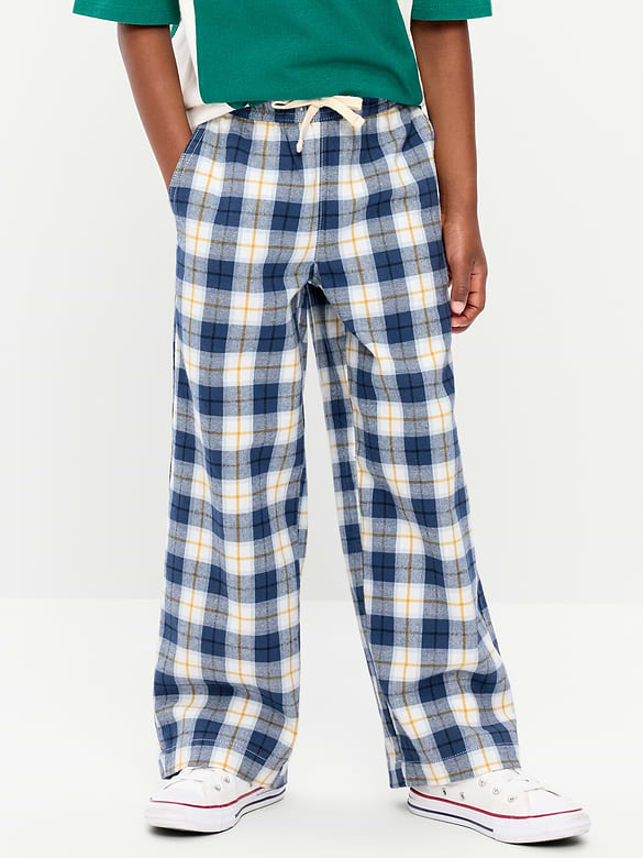 Pantalon à taille extensible en flanelle à carreaux pour garçon