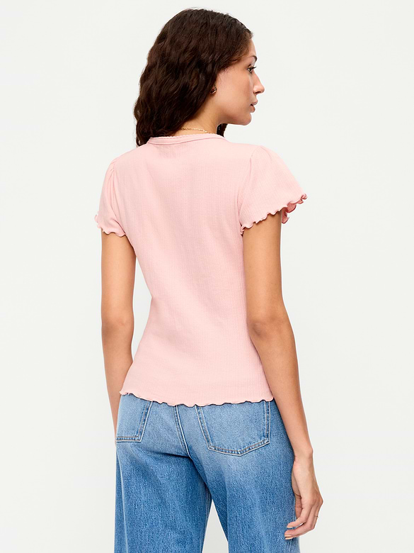 Lettuce-Edge Pointelle Top