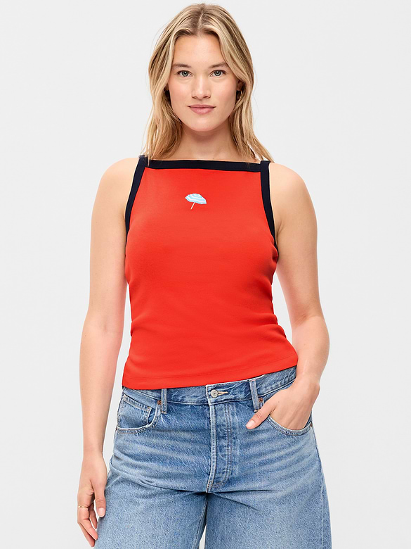 Camisole ajustée à encolure tablier.