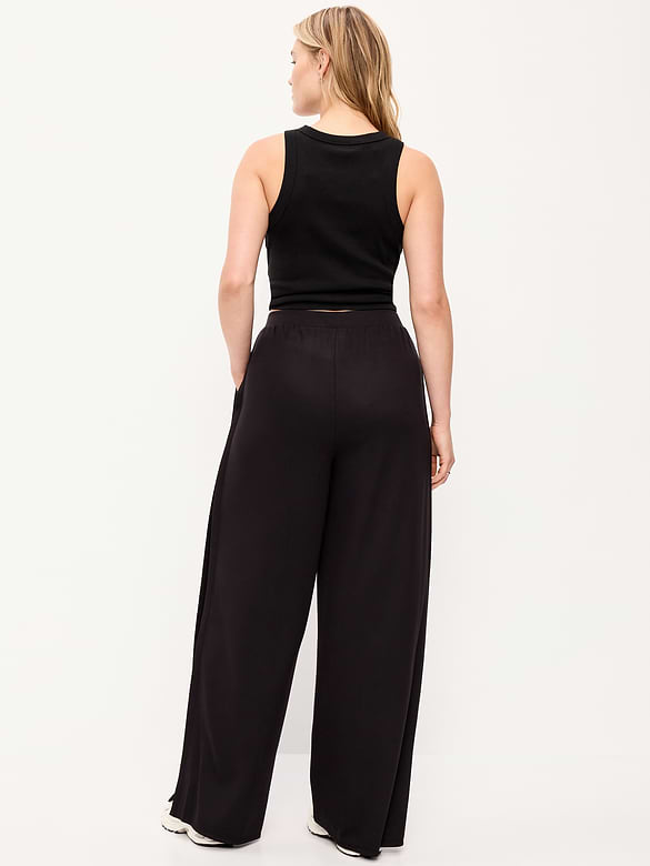 High-Waisted Bounce Lite Drapey Wide-Leg Pleated Pants
