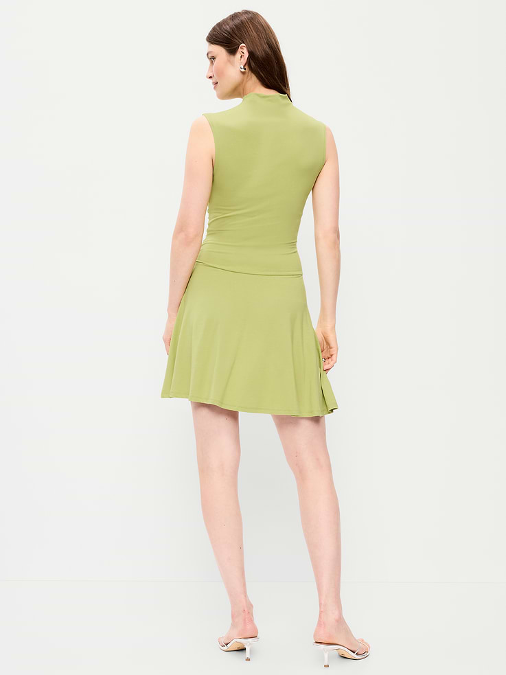 Image number 2 showing, Gathered Mock-Neck Drop-Waist Mini Dress