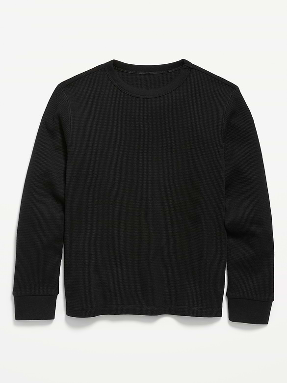 Long-Sleeve Waffle-Knit T-Shirt for Boys