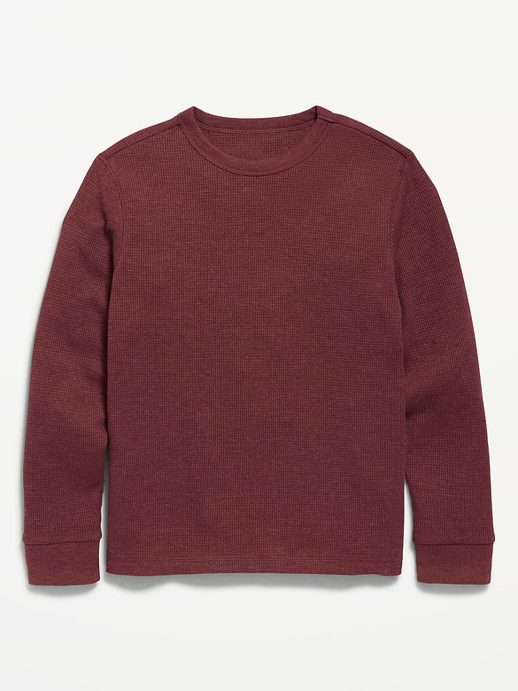 Long-Sleeve Waffle-Knit T-Shirt for Boys