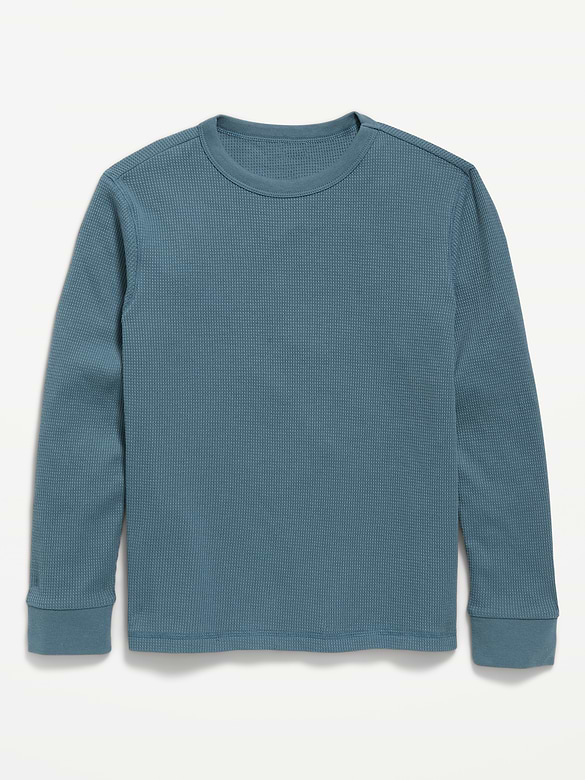 Long-Sleeve Waffle-Knit T-Shirt for Boys