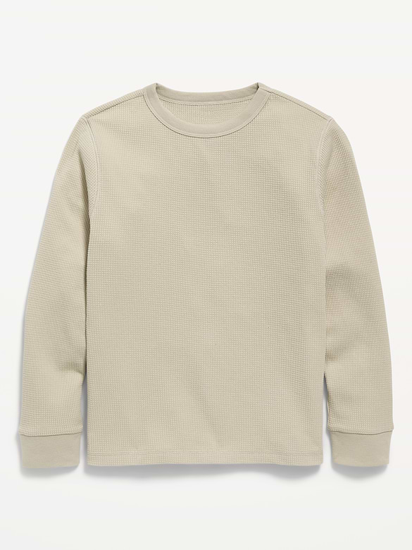 Long-Sleeve Waffle-Knit T-Shirt for Boys