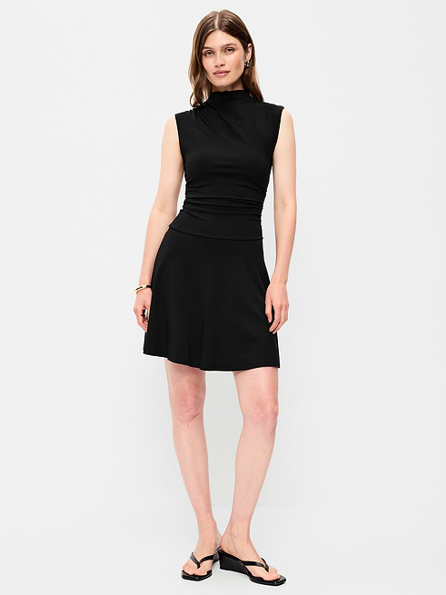 Gathered Gathered Mock-Neck Drop-Waist Mini Dress on clearance at Old Navy — 60% off