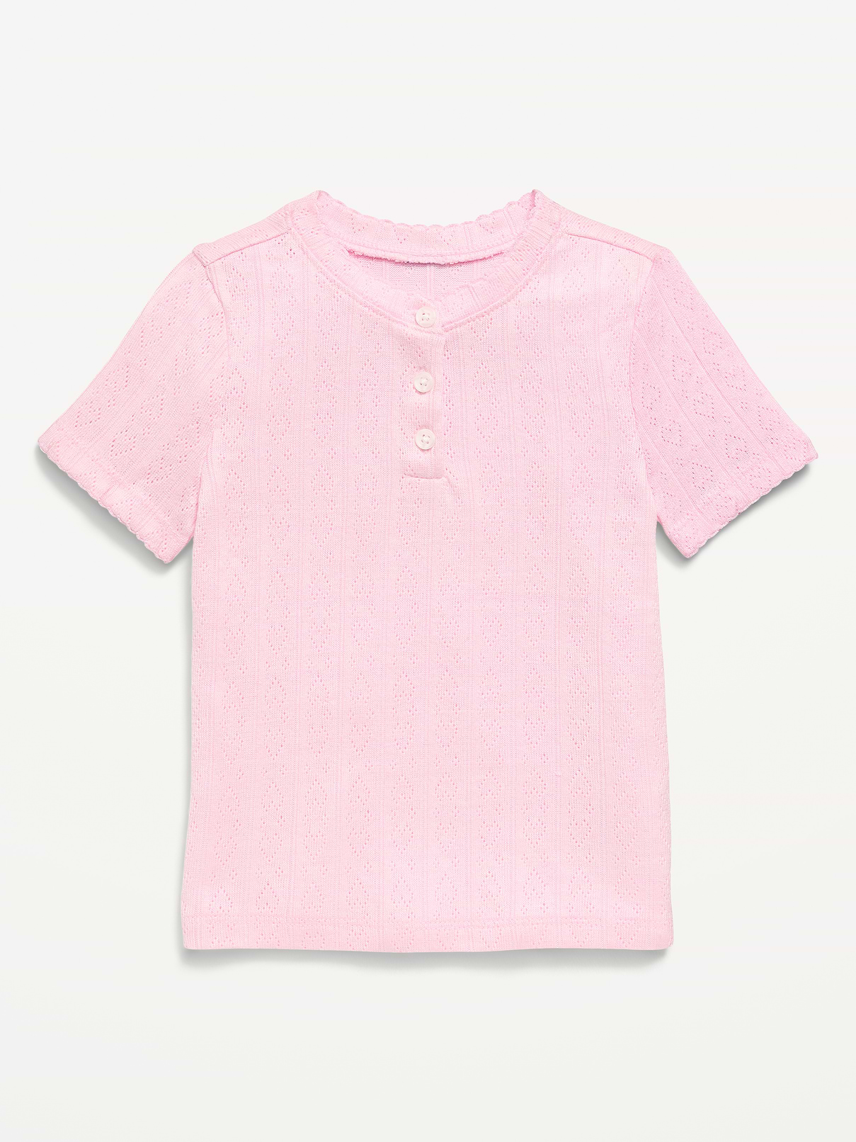 Image number 1 showing, Cozy Short-Sleeve Pointelle-Knit Top for Toddler Girls