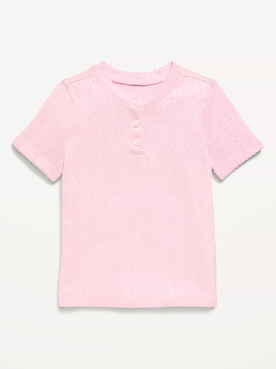 Image number 1 showing, Cozy Short-Sleeve Pointelle-Knit Top for Toddler Girls