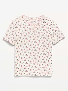 Image number 1 showing, Printed Short-Sleeve Pointelle-Knit Top for Toddler Girls
