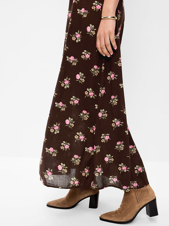 Ruffle-Collar Boho Maxi Dress