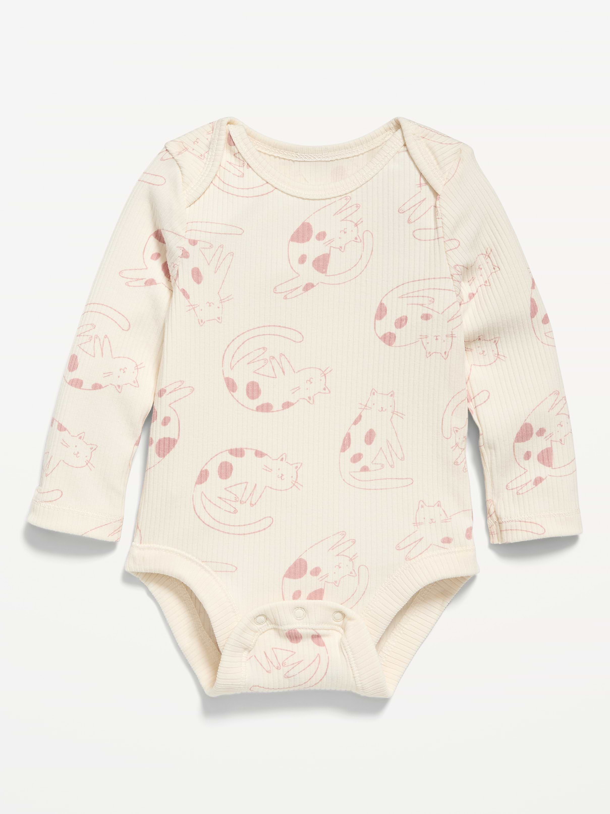Image number 1 showing, Printed Long-Sleeve Ribbed Bodysuit for Baby
